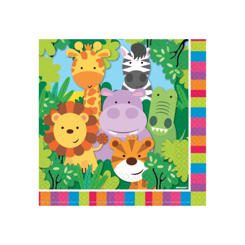KIT N 3 COORDINATO COMPLEANNO BAMBINI WILD KINGDOM ANIMALETTI ANIMALI FORESTA