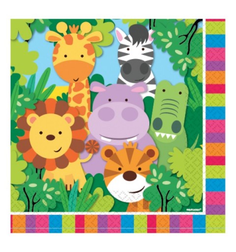 KIT N 3 COORDINATO COMPLEANNO BAMBINI WILD KINGDOM ANIMALETTI ANIMALI FORESTA