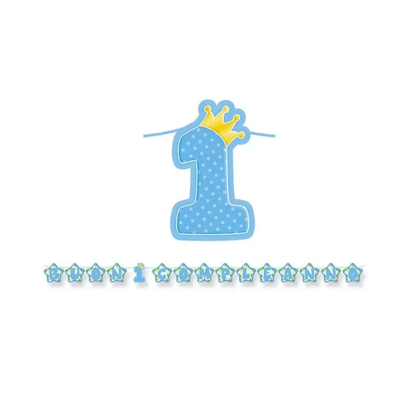 KIT N 46 - COORDINATO DECORAZIONI COMPLEANNO 1 ANNO STELLA CELESTE