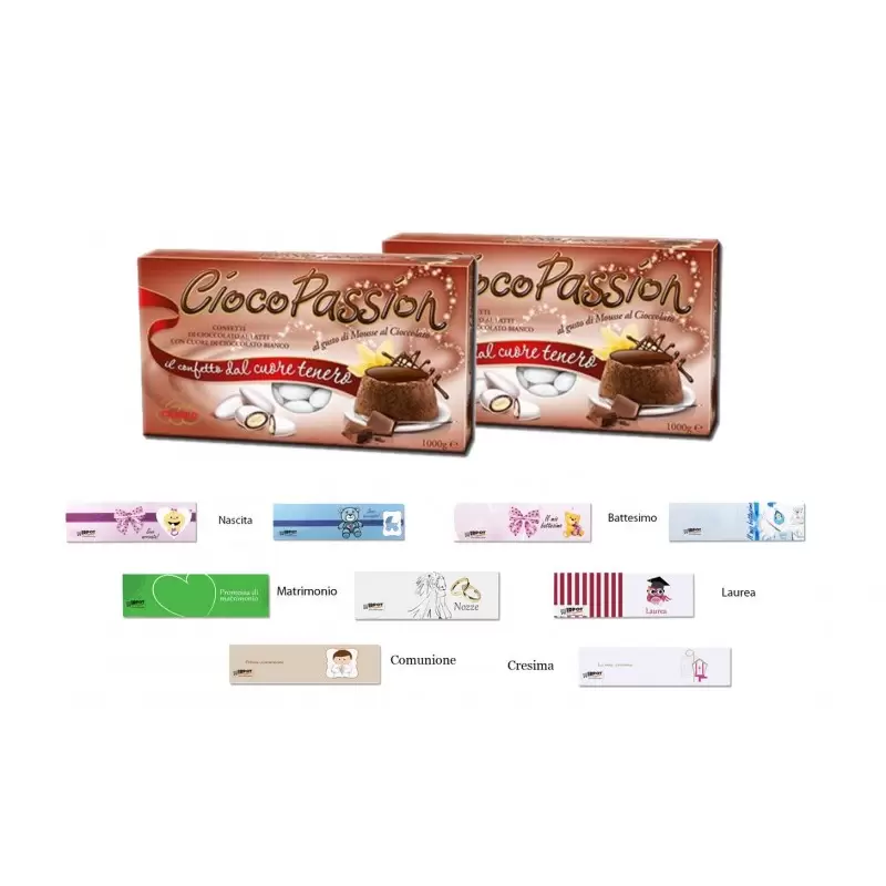 CIOCOPASSION CONFETTI CRISPO MOUSSE AL CICCOLATO 2 KG + 100 BIGLIETTINI A SCELTA