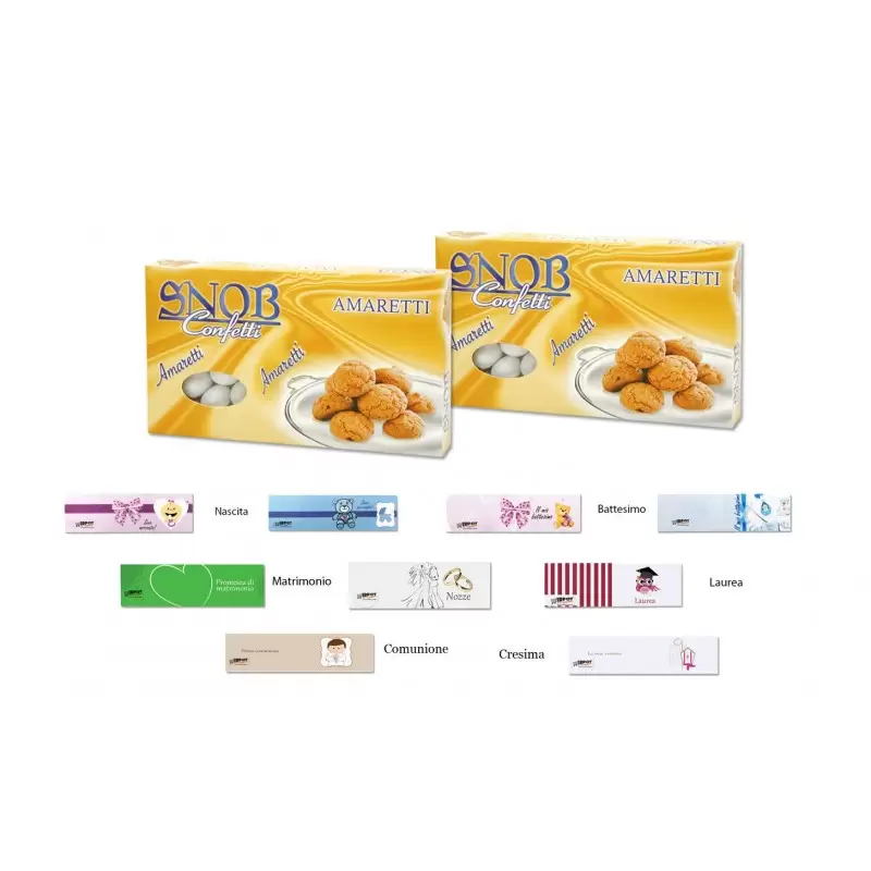 SNOB CRISPO CONFETTI GUSTO AMARETTI 1 KG + 100 BIGLIETTINI
