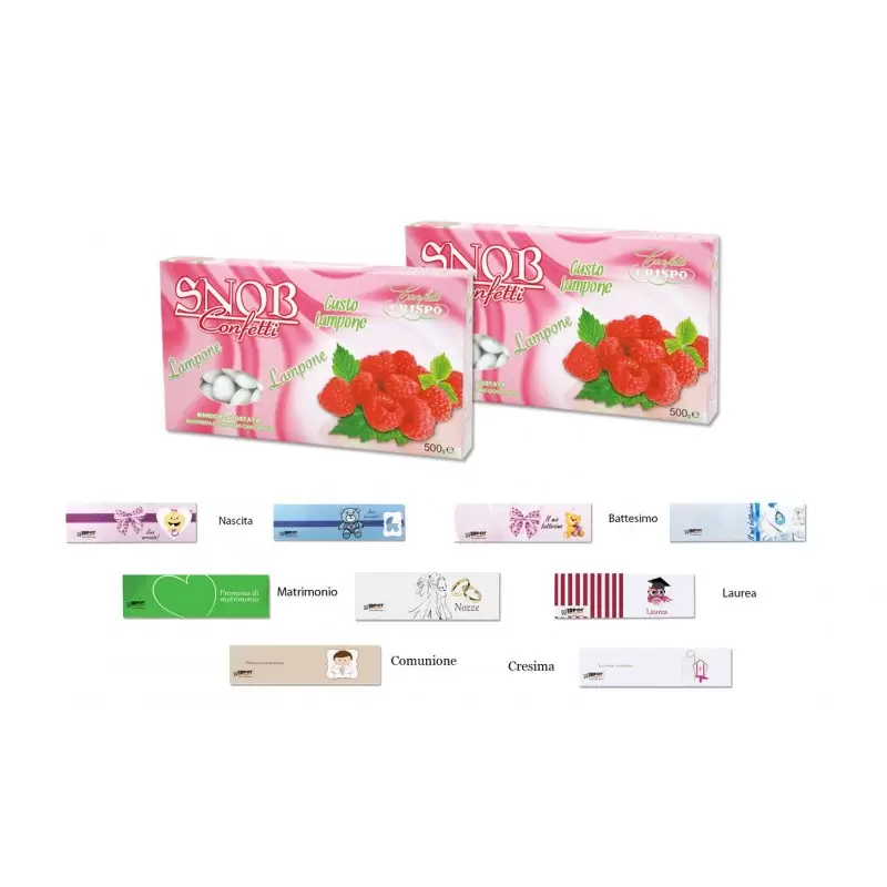 SNOB CRISPO CONFETTI GUSTO LAMPONE 1 KG + 100 BIGLIETTINI