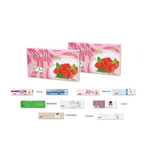 SNOB CRISPO CONFETTI GUSTO LAMPONE 1 KG + 100 BIGLIETTINI