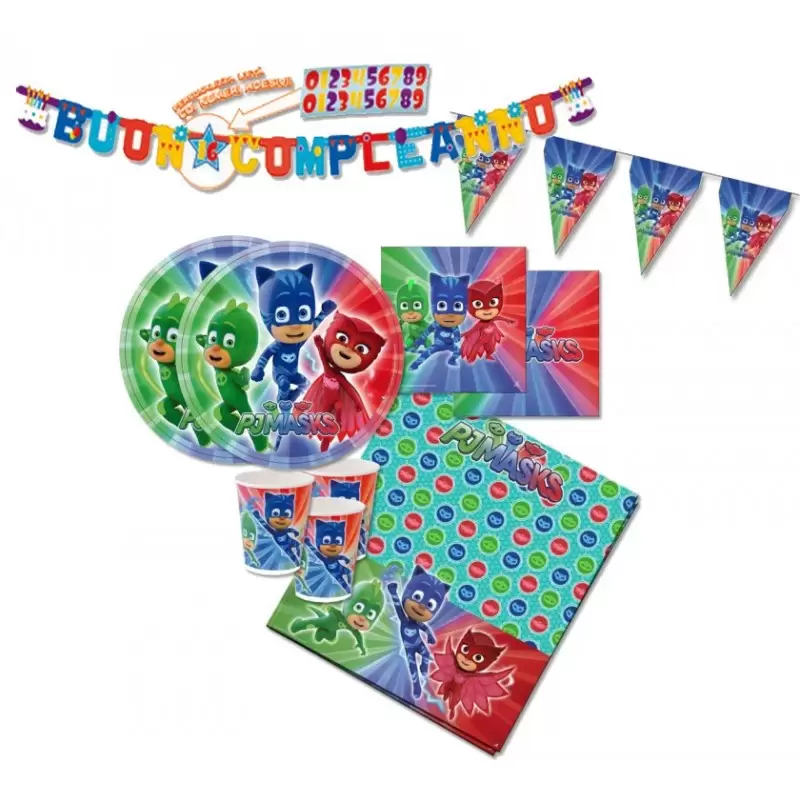 KIT N 17 - ADDOBBI COMPLEANNO SUPER PIGIAMINI PJMASKS