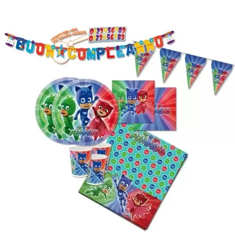 KIT N 17 - ADDOBBI COMPLEANNO SUPER PIGIAMINI PJMASKS