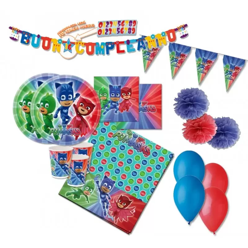 KIT N 46 - COORDINATO COMPLEANNO SUPER PIGIAMINI PJMASKS