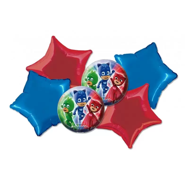 BOUQUET N 7 PALLONCINI FOIL SUPER PIGIAMINI - PJMASKS