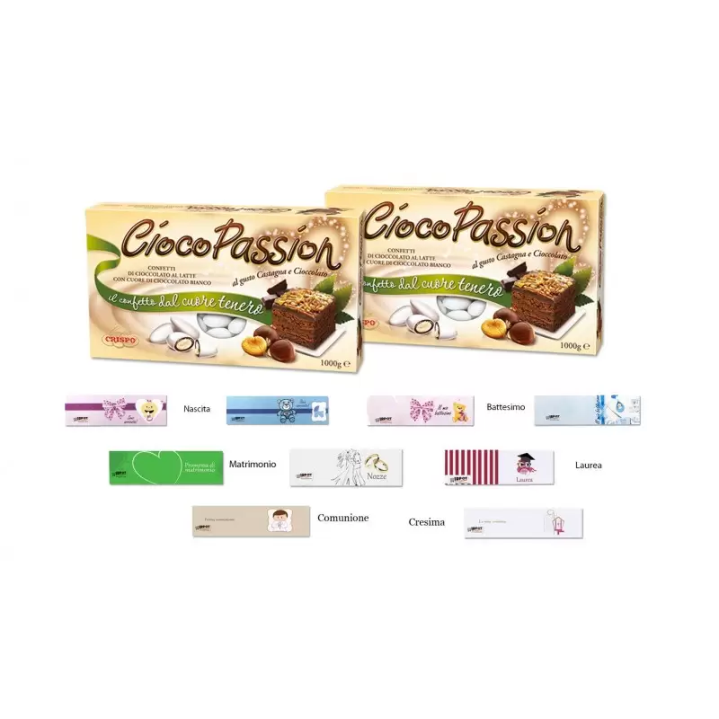 CONFETTI CIOCOPASSION CRISPO CASTAGNA E CIOCCOLATO 2 KG + 100 BIGLIETTINI