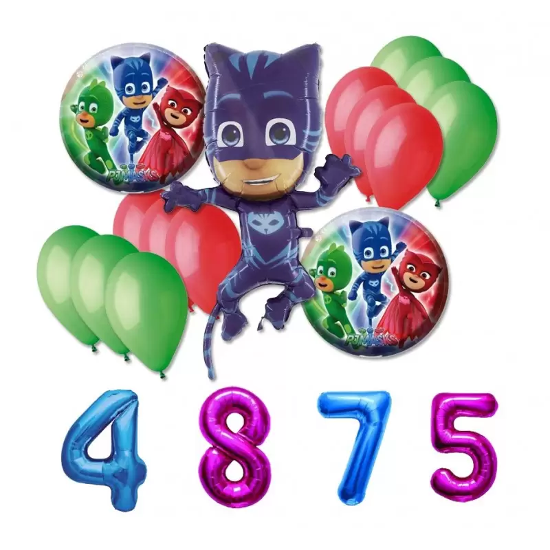 BOUQUET N 4 COMPOSIZIONE PALLONCINI SUPER PIGIAMINI - PJ MASKS