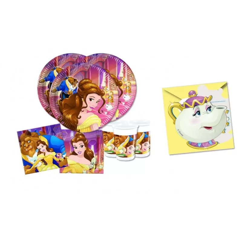 KIT n.23 COMPLEANNO LA BELLA E LA BESTIA DISNEY + INVITI