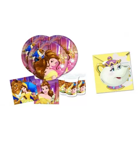 KIT n.23 COMPLEANNO LA BELLA E LA BESTIA DISNEY + INVITI