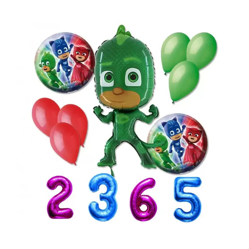BOUQUET N 4 COMPOSIZIONE PALLONCINI GECO SUPER PIGIAMINI - PJ MASKS