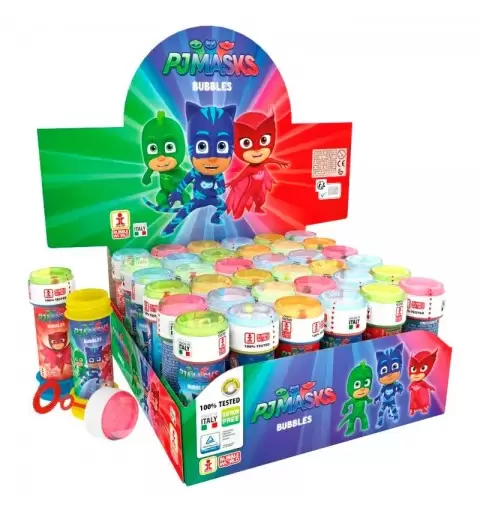 SET 6 CAPPELLINI PIU 6 BOLLE DI SAPONE SUPER PIGIAMINI - PJ MASKS