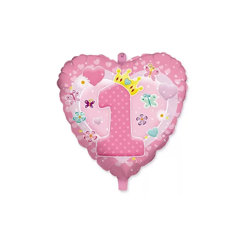 PALLONCINO FOIL 1 ANNO CUORE ROSA 61289