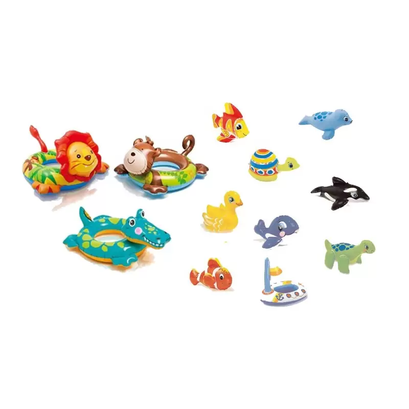 CANOTTINO + CIAMBELLA + ANIMALETTO GONFIABILE MARE 