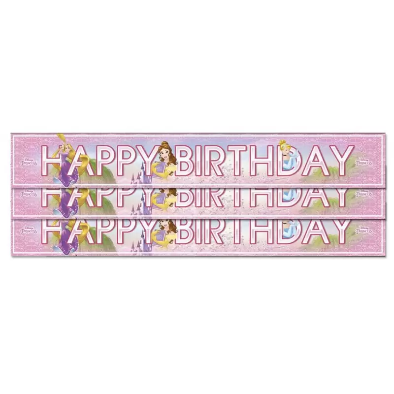 3 STRISCIONI BUON COMPLEANNO PRINCIPESSE DISNEY