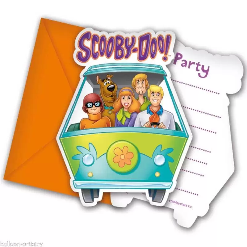 INVITI COMPLEANNO SCOOBY DOO 6 PZ CON BUSTINE