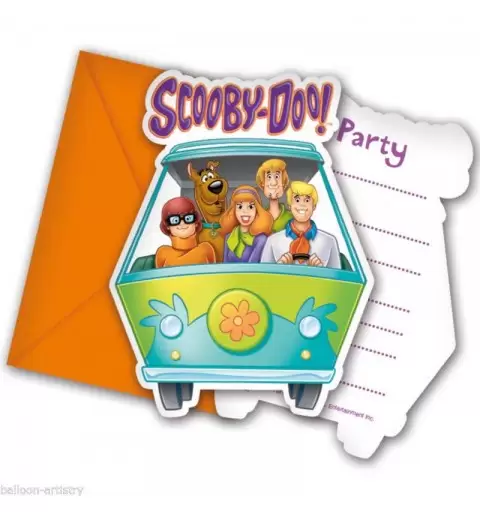INVITI COMPLEANNO SCOOBY DOO 6 PZ CON BUSTINE