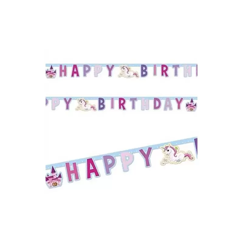 GHIRLANDA HAPPY BIRTHDAY UNICORNO ROSA