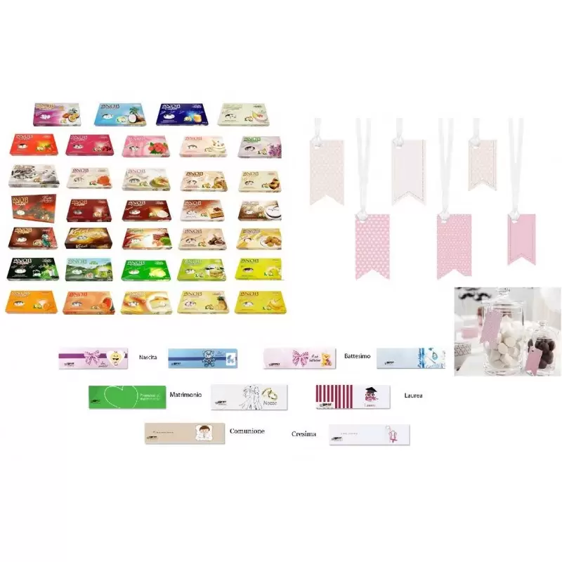 CRISPO CONFETTI SNOB 3 KG - 6 CONFEZIONI + 100 BIGLIETTINI + 6 ETICHETTE ZDZ4