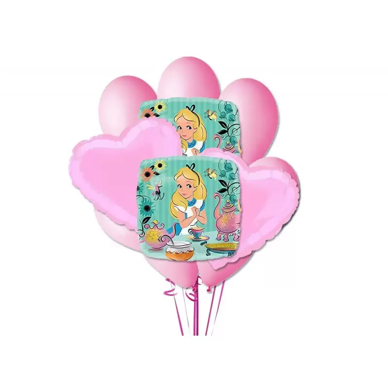 COMPOSIZIONE BOUQUET PALLONCINI FOIL N9 ALICE NEL PAESE DELLE MERAVIGLIE