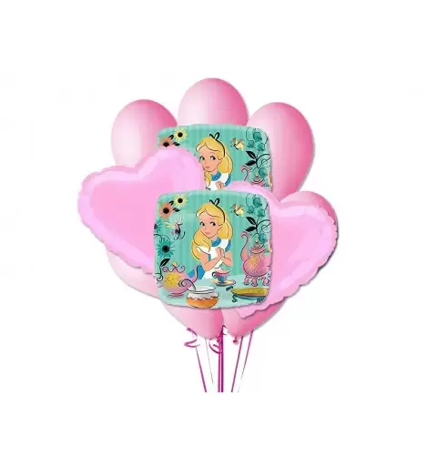 COMPOSIZIONE BOUQUET PALLONCINI FOIL N9 ALICE NEL PAESE DELLE MERAVIGLIE