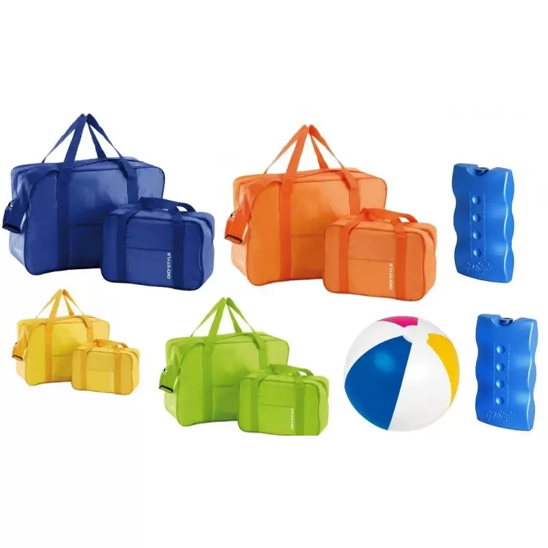 SET BORSE TERMICHE FIESTA GIOSTYLE + 2 MATTONELLE GHIACCIO + PALLINA GONFIABILE