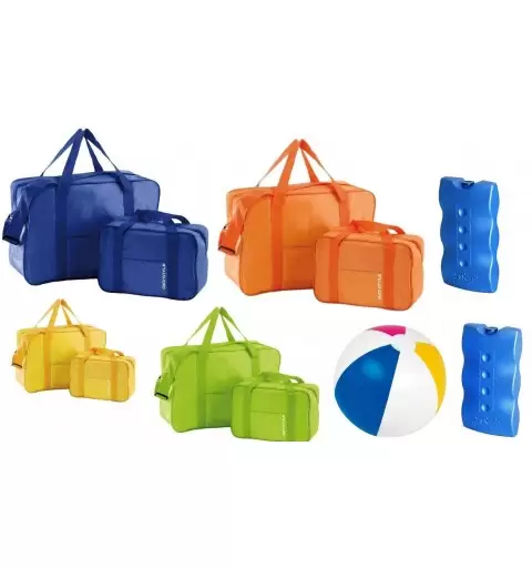 SET BORSE TERMICHE FIESTA GIOSTYLE + 2 MATTONELLE GHIACCIO + PALLINA GONFIABILE