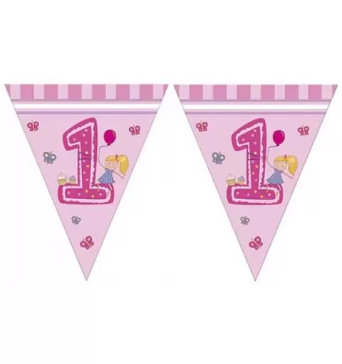 FESTONE BANDIERINA PRIMO COMPLEANNO 1 ANNO GIRLS FIRST