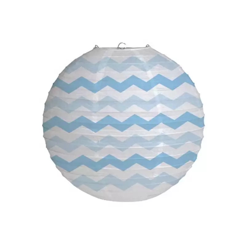 LANTERNE IN CARTA ZIG ZAG CELESTI 3 PZ 031180 + 3 DECORAZIONI FLUFFY