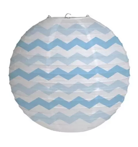 LANTERNE IN CARTA ZIG ZAG CELESTI 3 PZ 031180 + 3 DECORAZIONI FLUFFY