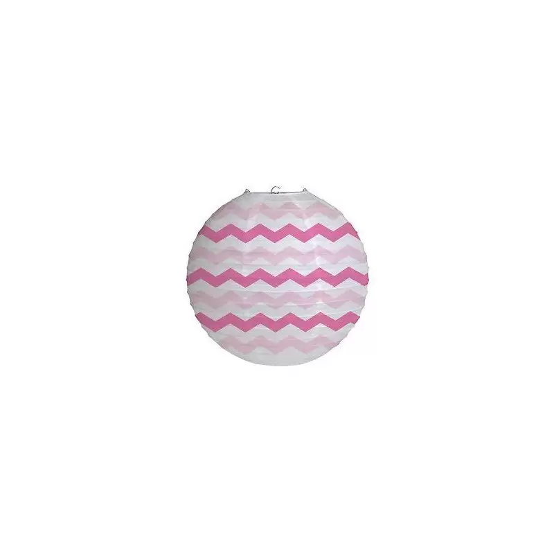 LANTERNE IN CARTA ZIG ZAG ROSA 3 PZ 031244 + 3 DECORAZIONI FLUFFY