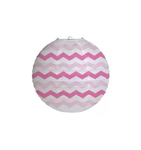 LANTERNE IN CARTA ZIG ZAG ROSA 3 PZ 031244 + 3 DECORAZIONI FLUFFY