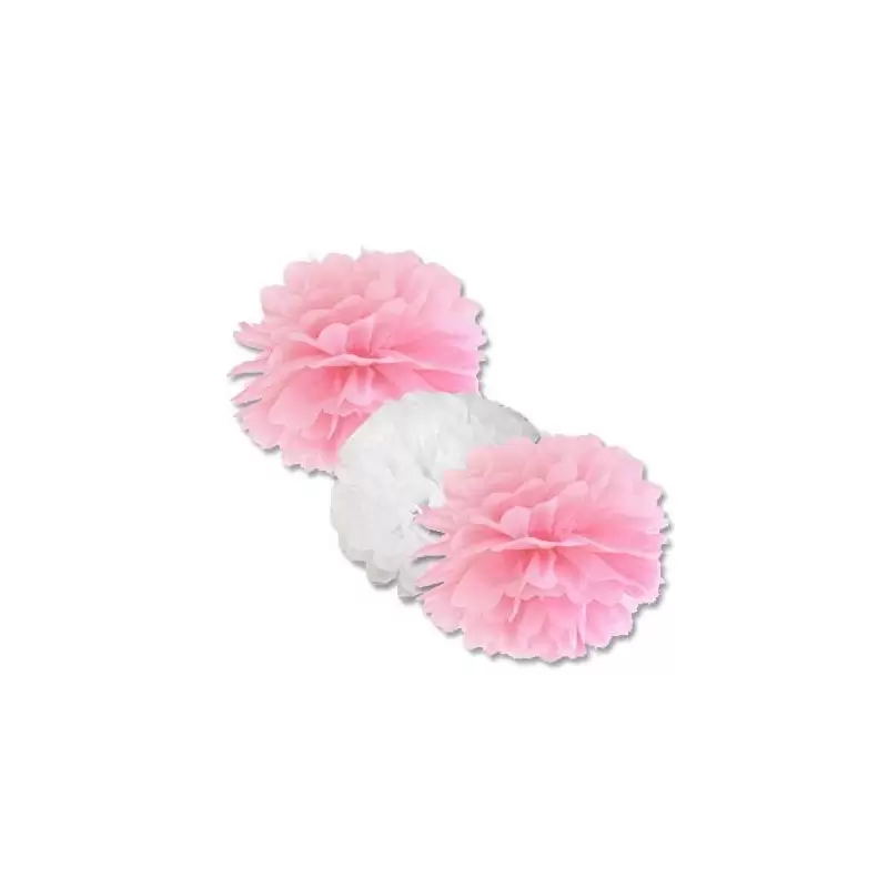 LANTERNE IN CARTA ZIG ZAG ROSA 3 PZ 031244 + 3 DECORAZIONI FLUFFY