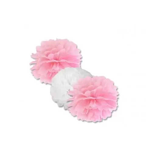 LANTERNE IN CARTA ZIG ZAG ROSA 3 PZ 031244 + 3 DECORAZIONI FLUFFY