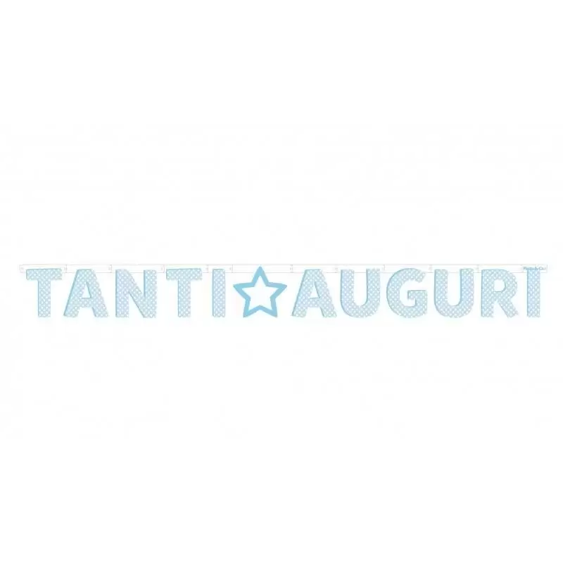 GHIRLANDA FESTONE TANTI AUGURI STELLE CELESTE