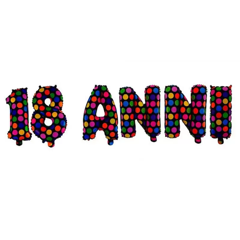 COMPOSIZION PALLONCINI FOIL 18 ANNI NERO POIS ADDOBBI COMPLEANNO