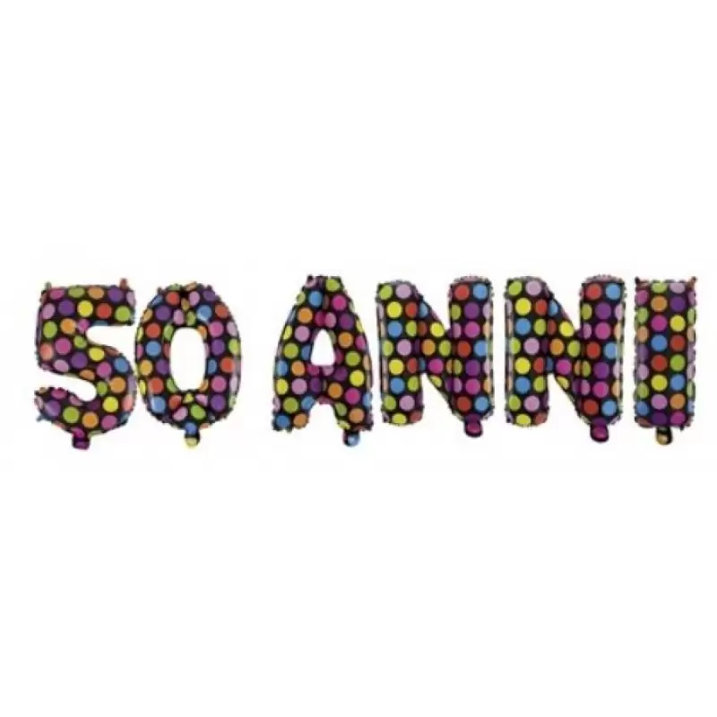 COMPOSIZONE PALLONCINI FOIL " 50 ANNI " NERO POIS