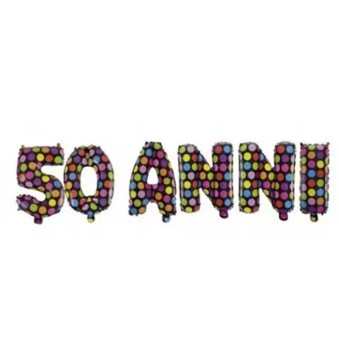 COMPOSIZONE PALLONCINI FOIL " 50 ANNI " NERO POIS