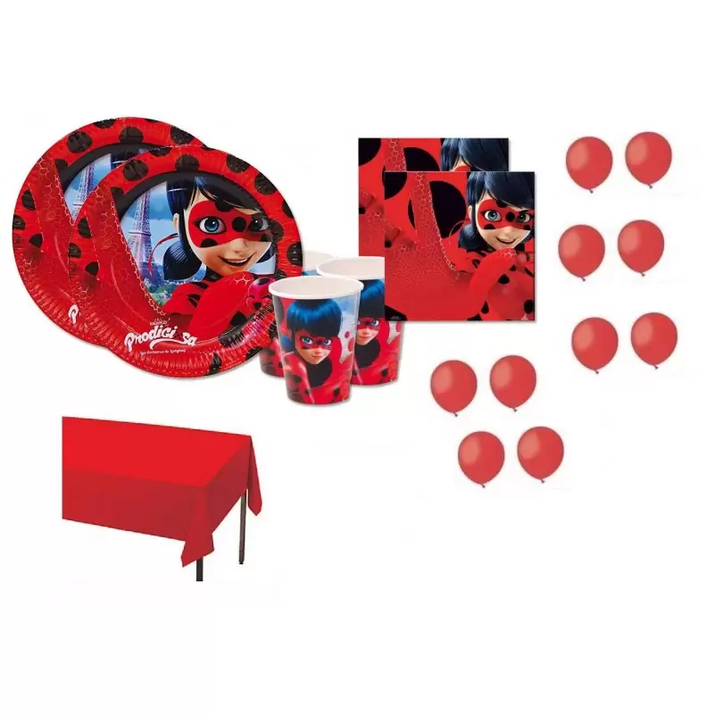 KIT N.21 LADYBUG PRODIGIOSA + TOVAGLIA E PALLONCINI ROSSI