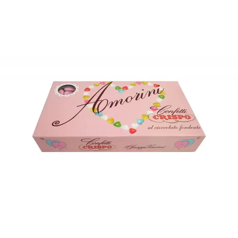 AMORINI - CONFETTI CRISPO CUORE ROSA AL CIOCCOLATO FONDENTE