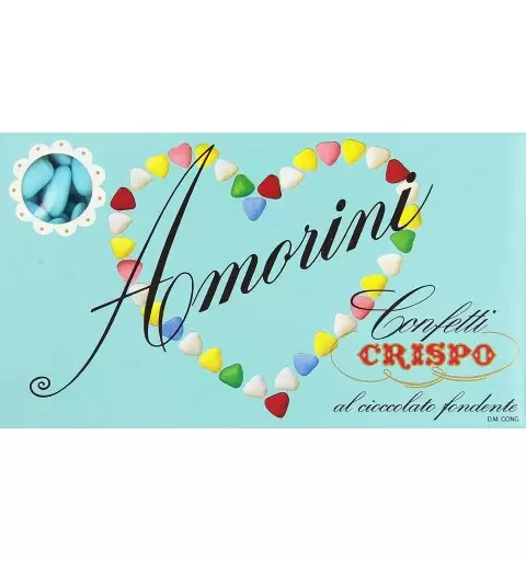 AMORINI - CONFETTI CRISPO CUORE CELESTE AL CIOCCOLATO FONDENTE