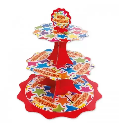 SET CUPCAKE TOPOLINO MICKEY MOUSE ALZATINA + TOVAGLIA + 50 PIROTTINI