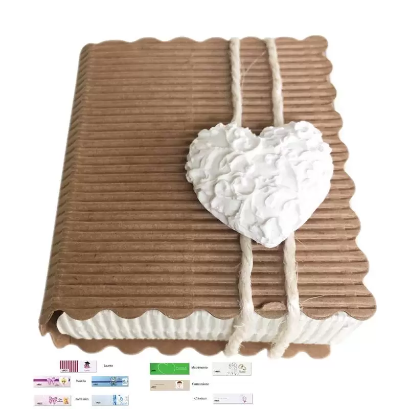 SEGNAPOSTO PORTACONFETTI LIBRO CON CUORE IN GESSO KIT 20X