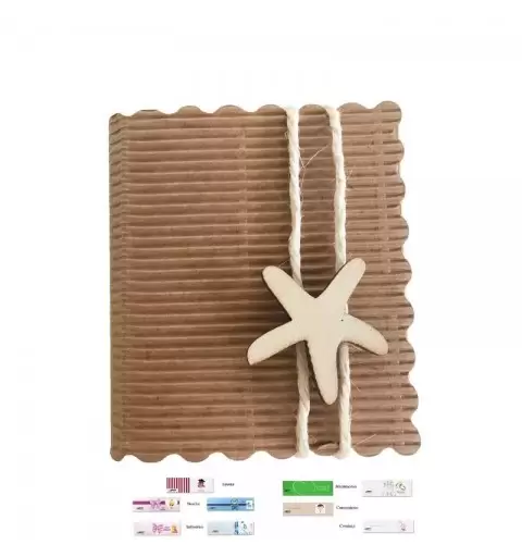 SEGNAPOSTO PORTACONFETTI LIBRO CON STELLA IN LEGNO KIT 20 PZ