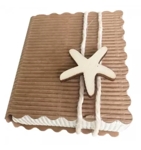 SEGNAPOSTO PORTACONFETTI LIBRO CON STELLA IN LEGNO KIT 20 PZ