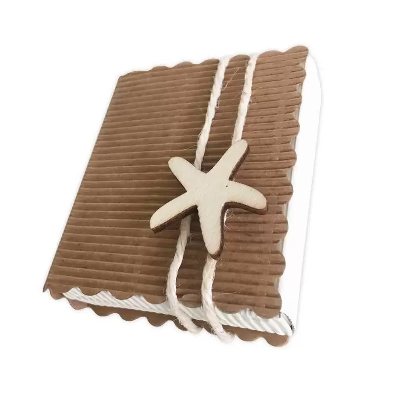 SEGNAPOSTO PORTACONFETTI LIBRO CON STELLA IN LEGNO KIT 20 PZ