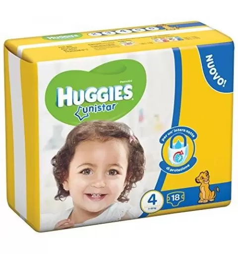8 X PANNOLINI HUGGIES UNISTAR TAGLIA 4 144 PEZZI