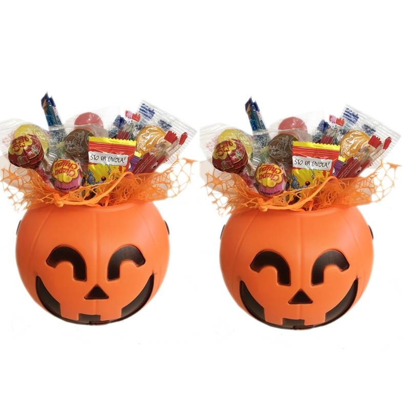 Symboat ripiegabile caramelle o dolciumi. borsetta a forma di zucca di Halloween utilizzabile come cestino per regalini 