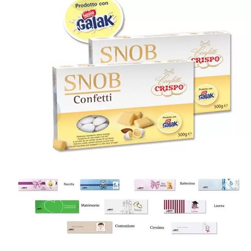 CONFETTI SNOB GALAK BIANCHI 1KG + 100 BIGLIETTINI
